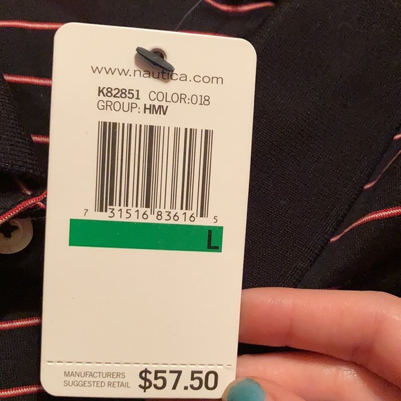 NWT - NAUTICA Men’s Size Large Striped Black and Red Shirt - Picture 11 of 11